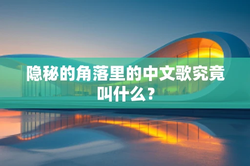 隐秘的角落里的中文歌究竟叫什么？