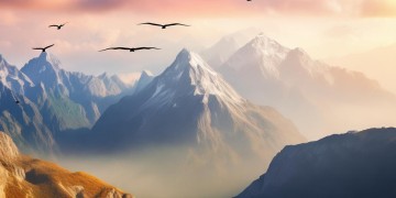 飞过山峰这句歌词出自什么歌？